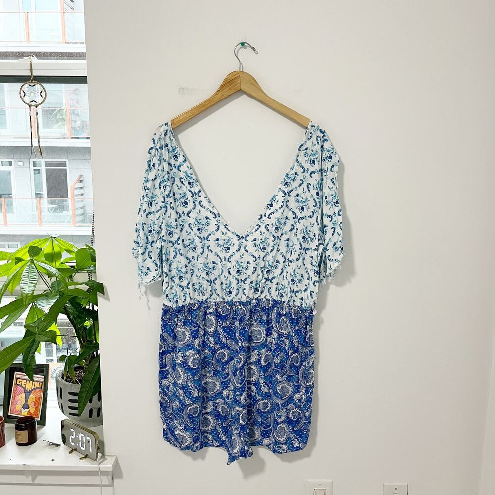 Asos Blue Paisley Print Romper Size 16